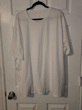 Women's White Oversized Crew Neck T-Shirt 3XL Soft Stretch Casual Basic Tee